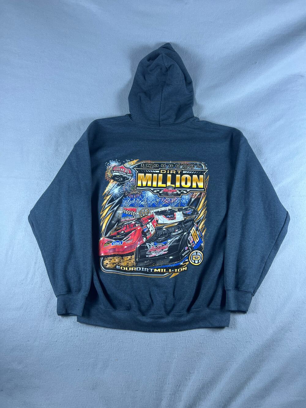 Dirt Racing Hoodie Mens XL Charcoal Gray Inaugural Dirt Million Sports Outdoor